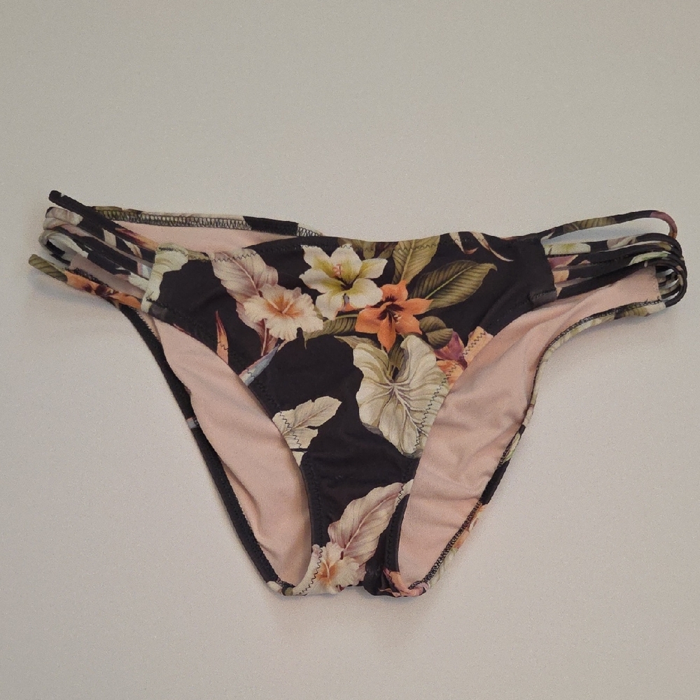 Shade & Shore Floral Bikini Bottom with Strappy Sides